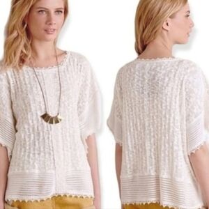Women's Meadow Rue Xs / Small Cream White Poncho Sweater